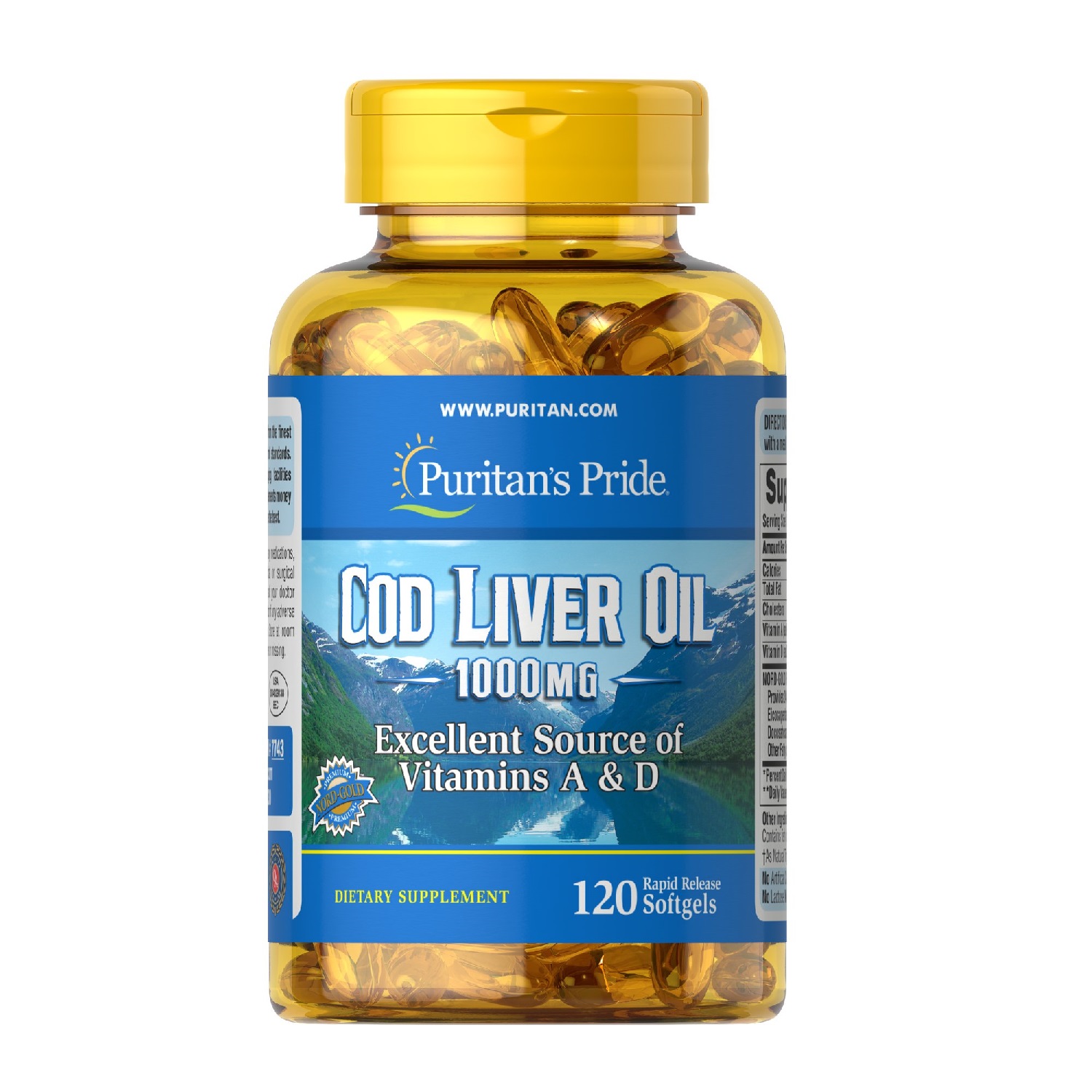 Aceite de hígado de bacalao, 1000 mg, 120 capsulas, Cod Liver Oil, Puritans  Pride
